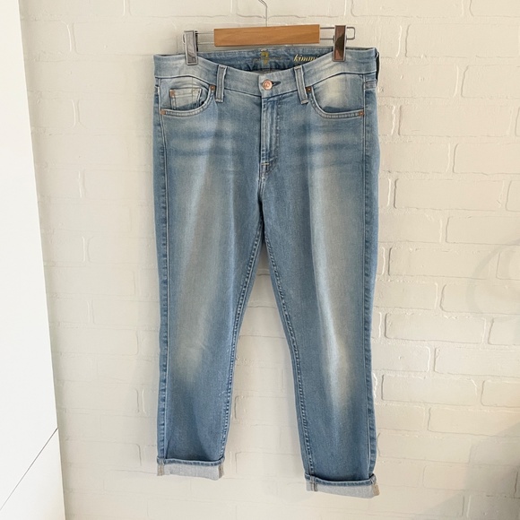 7 for all mankind Kimmie Crop Ankle Denim jeans Light wash Mid rise Sz 30 - Picture 3 of 16